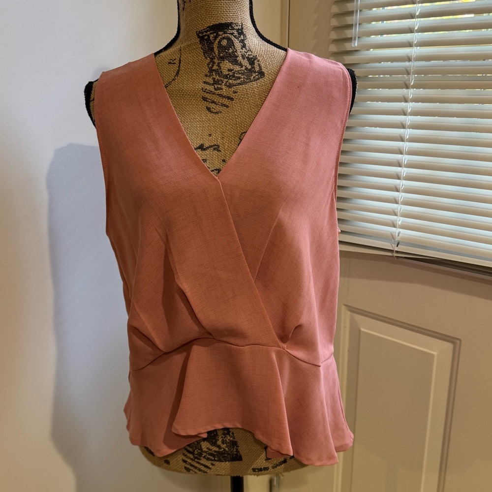 Elode salmon color faux wrap top size L